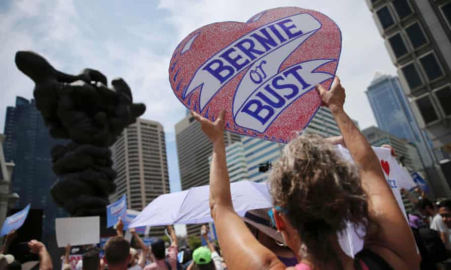 A Bernie Sanders supporter attends a rally in Philadelphia in 2016.
