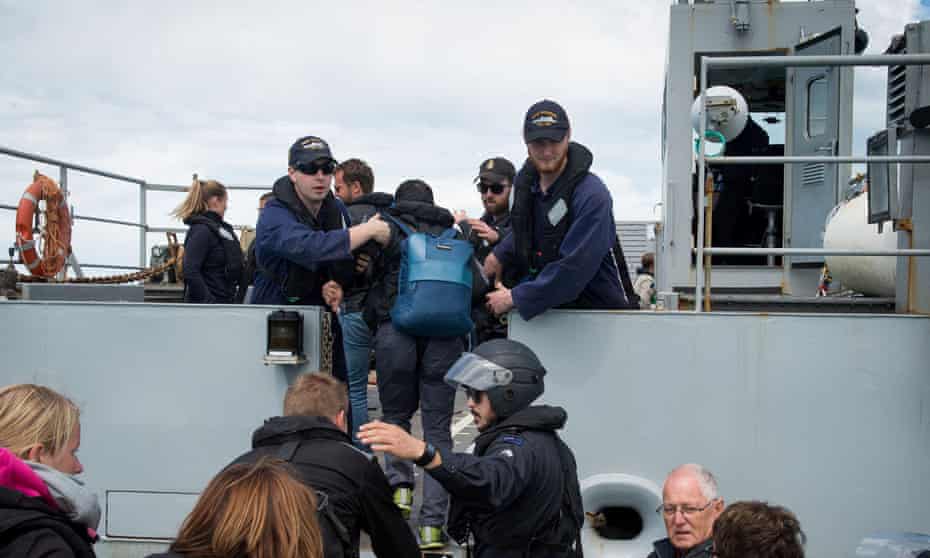 HMNZS Canterbury during a 2016 earthquake rescue mission.