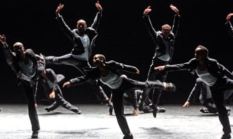 Alvin Ailey American Dance Company performing Ohad Naharin's "Minus 16" as part of Fall For Dance Festival 2014 at City Center on October 10, 2014.