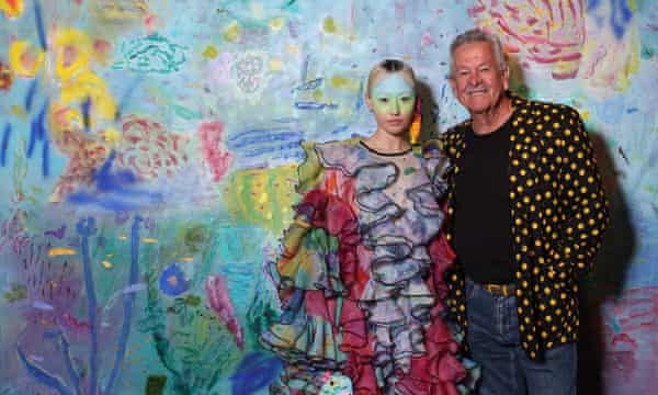 Ken Done and models backstage at the Romance Was Born show at Australian Fashion Week 2022