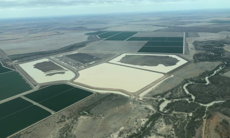 Photographs taken by Centre Alliance senator Rex Patrick of cotton farms on the Moonie River in southern Queensland. 