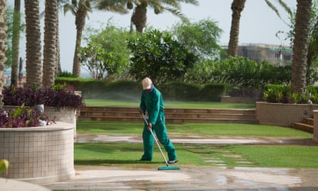 A gardener, not quoted in this article, at the Marsa Malaz Kempinski hotel in Qatar.