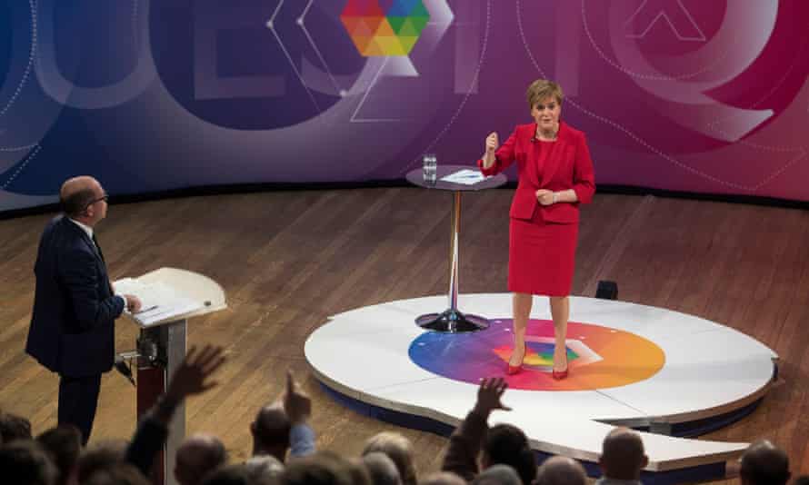 Nicola Sturgeon on the BBC Question Time programme in Edinburgh, presented by Nick Robinson.