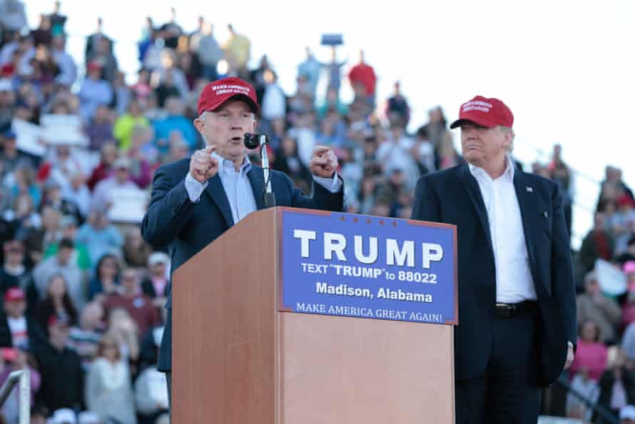 Jeff Sessions speaking at a Donald Trump rally