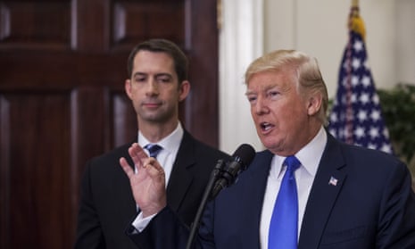 Trump at the White House with Senator Tom Cotton.