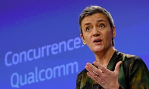 EU competition commissioner, Margrethe Vestager, says Qualcomm illegally shut out competitors.