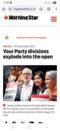 The Morning Star’s response to the Corbyn/Sultana row.