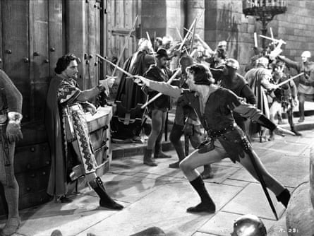 Basil Rathbone and Errol Flynn in The Adventures of Robin Hood.
