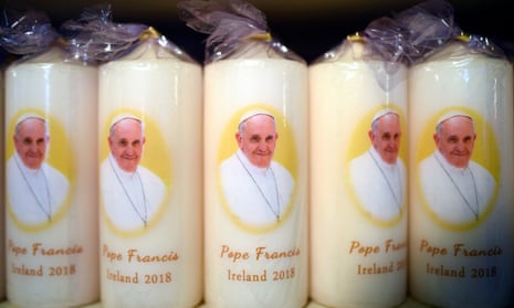 Pope Francis candles on sale in Dublin