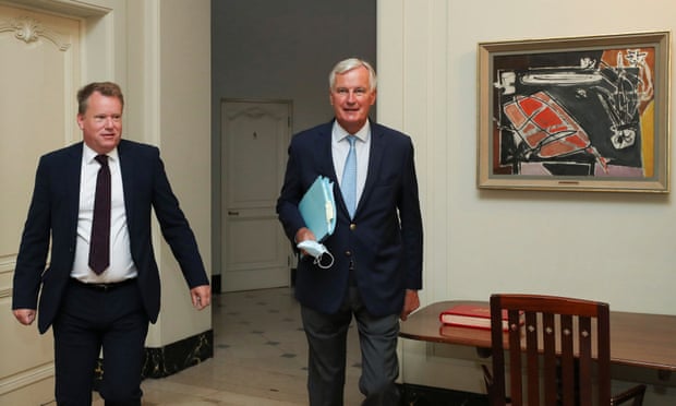 Britain’s chief negotiator, David Frost (left) and the EU’s Michel Barnier