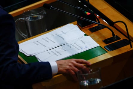 a man in front of a podium