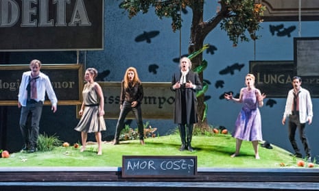 Well-matched … Daniel Behle, Corinne Winters, Sabina Puértolas, Johannes Martin Kränzle, Angela Brower and Alessio Arduini in Così Fan Tutte.