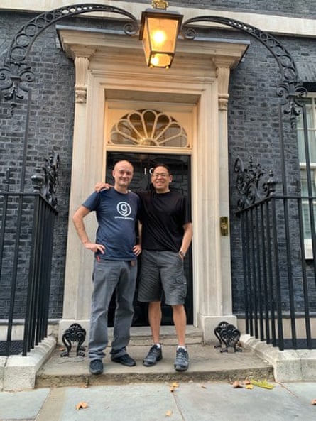 Prof Stephen Hsu (above right) with Boris Johnson’s former adviser Dominic Cummings on the steps of No 10 Downing Street.