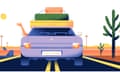 Illustration of car on a road trip