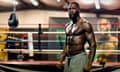 Deontay Wilder poses in the Skyy boxing gym in Alabama ahead of his second fight with Tyson Fury in 2020.