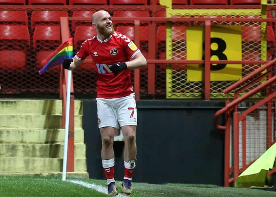 Jonny Williams celebrates scoring for Charlton in their 5-2 victory over AFC Wimbledon on 12 December