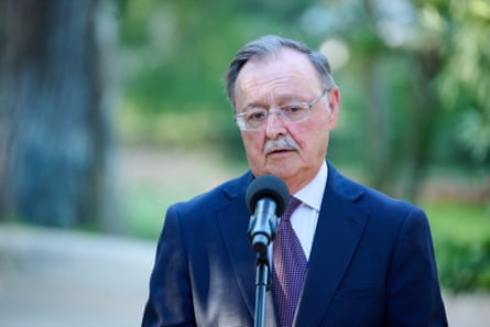Head and shoulders view of the president of the autonomous city of Ceuta, Juan Jesús Vivas, as he speaks to the media on Thursday.