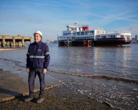Liverpool metro mayor Steve Rotheram looks on as the new Mersey ferry Royal Daffodil takes to the water for the first time on 6 November 2025 in Birkenhead.
