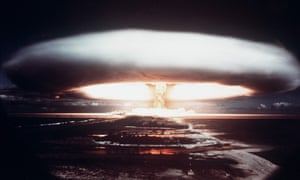 Nuclear test explosion in Mururoa atoll, French Polynesia, in 1971.