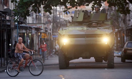 Federal forces on patrol in Complexo da Maré before the 2014 World Cup in Rio.