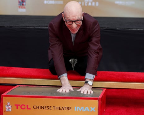 Putting his hands in cement outside the Chinese Theatre, Los Angeles, in January 2020