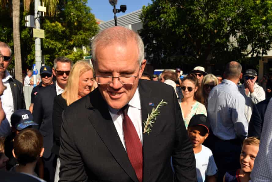 Scott Morrison at the Anzac Day parade in Darwin yesterday
