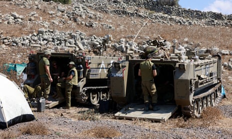Israeli soldiers are deployed in the Upper Galilee region of northern Israel near the border with Lebanon.