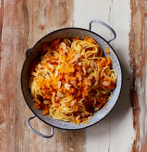 Yasmin Fahr’s pasta with squash and almonds.
