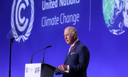 The then Prince Charles, speaks at the opening ceremony of the UN climate change conference, Cop26, in Glasgow.