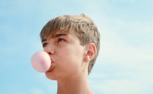 Photographs from the book Bubblegum by photographer Emily Stein showing children enjoying blowing bubblegum with frustration, excitement, surprise and concentration
