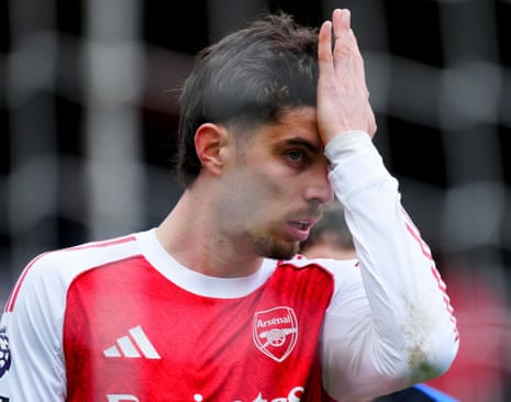 Kai Havertz sweeps hair away during Arsenal v Bournemouth
