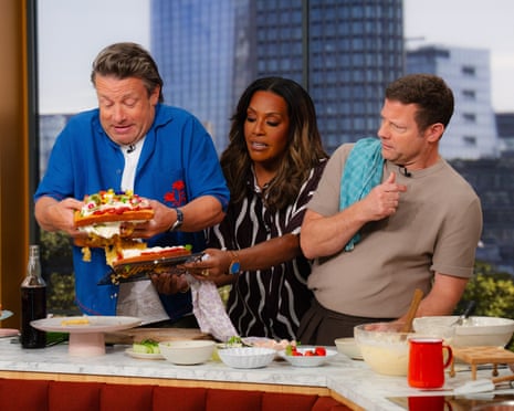 Jamie Oliver on 'This Morning' with Dermot O'Leary and Alison Hammond.