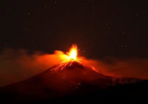 Mount Etna, Italy Streams of lava erupt into the night sky from Mount Etna, Europe’s most active volcano