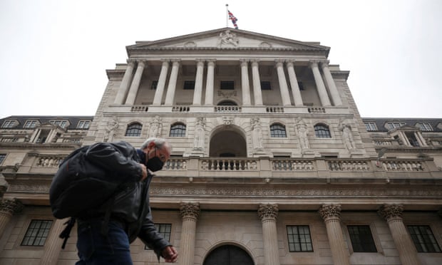 The Bank of England in the City of London financial district.
