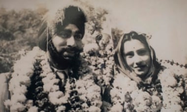 Lamba with her husband Jagjit, on their wedding day in Lucknow, India, 1952.