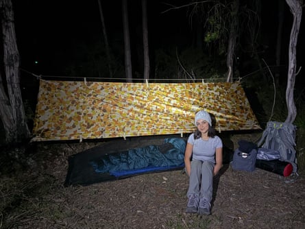 Rafqa Touma with her ‘hootchie’ emergency shelter.