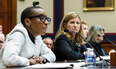 (L-R) Dr. Claudine Gay, President of Harvard University, Liz Magill, President of University of Pennsylvania, Dr. Pamela Nadell, Professor of History and Jewish Studies at American University, and Dr. Sally Kornbluth, President of Massachusetts Institute of Technology, testify before the House Education and Workforce Committee at the Rayburn House Office Building on December 05, 2023 in Washington, DC.