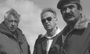 Yitzhak Rabin (C) with former Israeli military commander Ariel Sharon (L) and deputy chief of staff Aluf Yekutiel Adam, 1976.