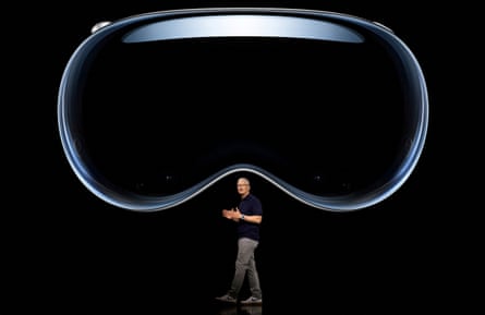Apple's Tim Cook reveals the firm's augmented reality headset. The company's revenue is predicted to decline.