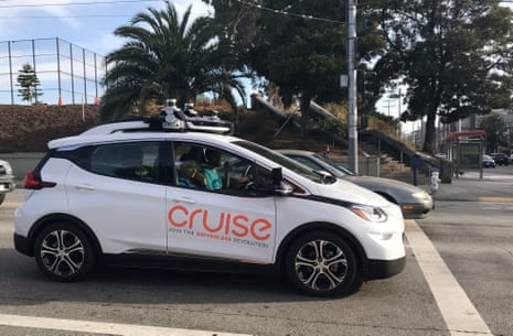 A Cruise self-driving car is seen on the streets of San Francisco.