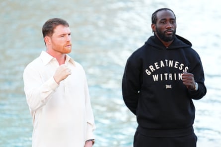 Canelo Álvarez, left, and Terence Crawford airs for media extracurricular Bellagio Resort & Casino connected Monday up of their conflict connected Saturday nighttime for Álvarez’s undisputed super-middleweight championship.