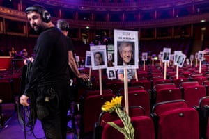 Seat placement signs during rehearsals