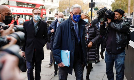 Michel Barnier arriving for a meeting in London on 10 November 2020