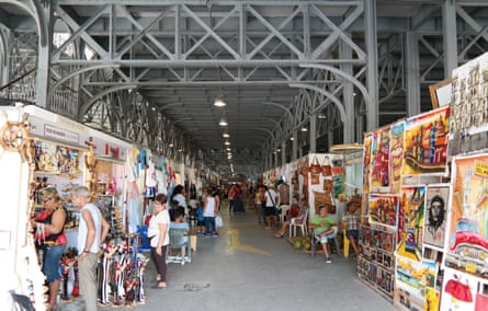 A former shipping warehouse turned into an art and souvenir market.