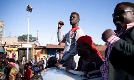Bobi Wine passes through Mukono, on the outskirts of Kampala, during his presidential campaign.