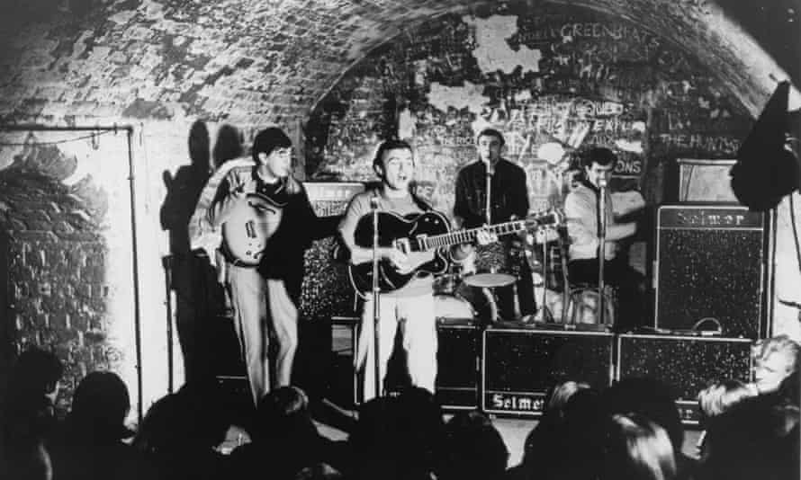 Gerry and the Pacemakers - with Gerry Marsden second from left - playing at the Cavern Club in Liverpool in the 1960s.