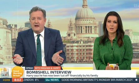 ‘Confrontation is more exciting’ … Good Morning Britain in 2021, with Piers Morgan and Susanna Reid.