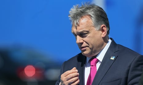 Viktor Orban arrives for the Nato summit in Brussels.