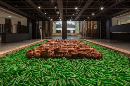 An artwork from Ibrahim Mahama's The Harvest Season, Fondation Cartier, Paris.