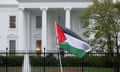 Red, white, black and green Palestinian flag in front of the White House